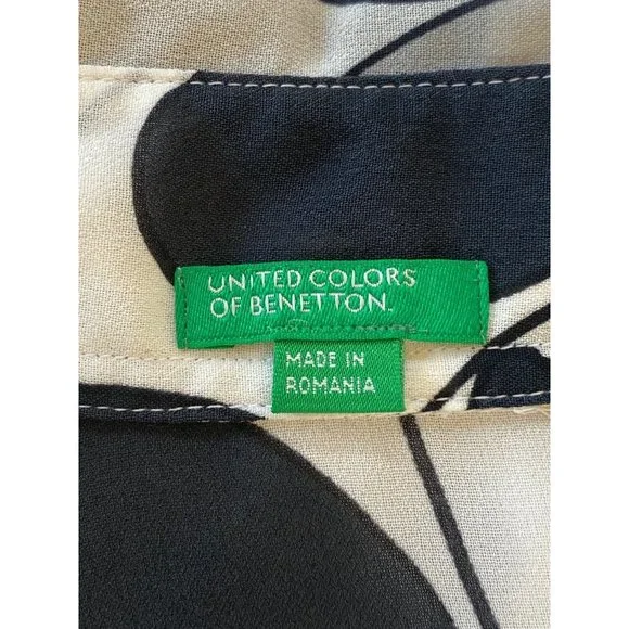 United Colors of Benetton Women Career Dress Shirt Tunic Drop Sleeves Collar S/M - Picture 8 of 16